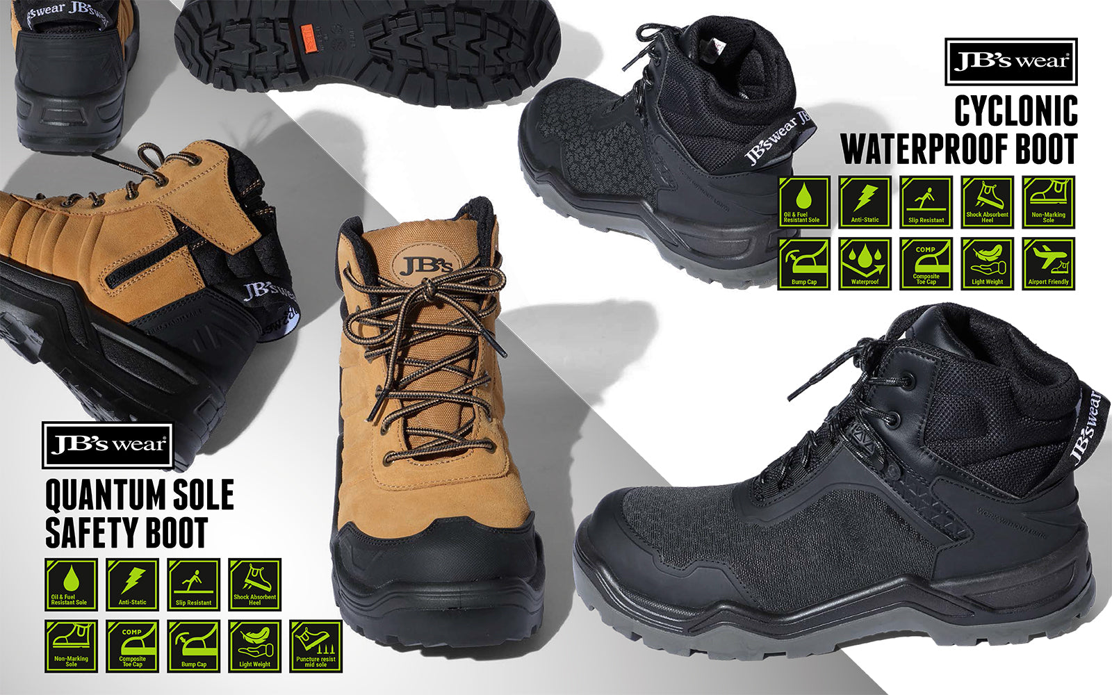 JB's Wear Safety Work boots bump cap steel cap safety work boots side zip