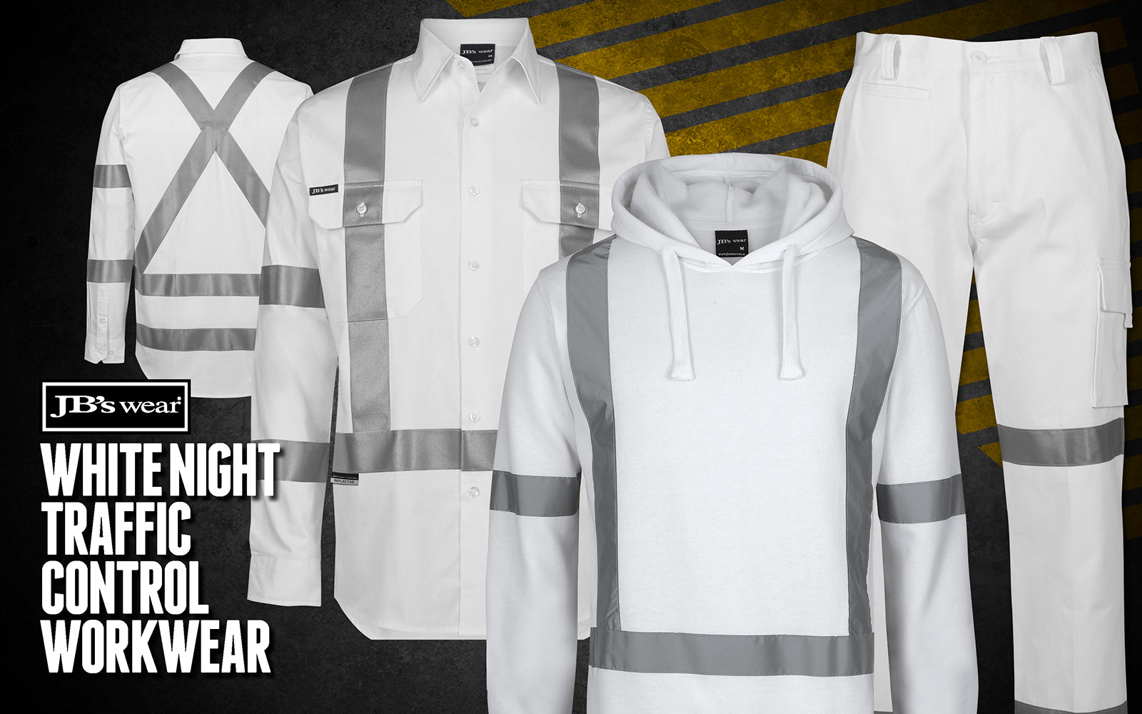 JB's Wear White Night Works Clothing range 