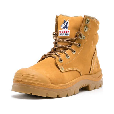 Steel Blue Argyle Lace Up Boot with Zip and Bump Cap - 332152