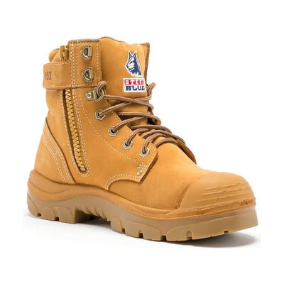 Steel Blue Argyle Lace Up Boot with Zip and Bump Cap - 332152