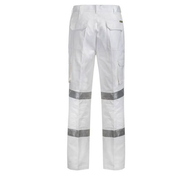 Tru Workwear Cotton Drill White Cargo Pants with Tape - DT1143T3