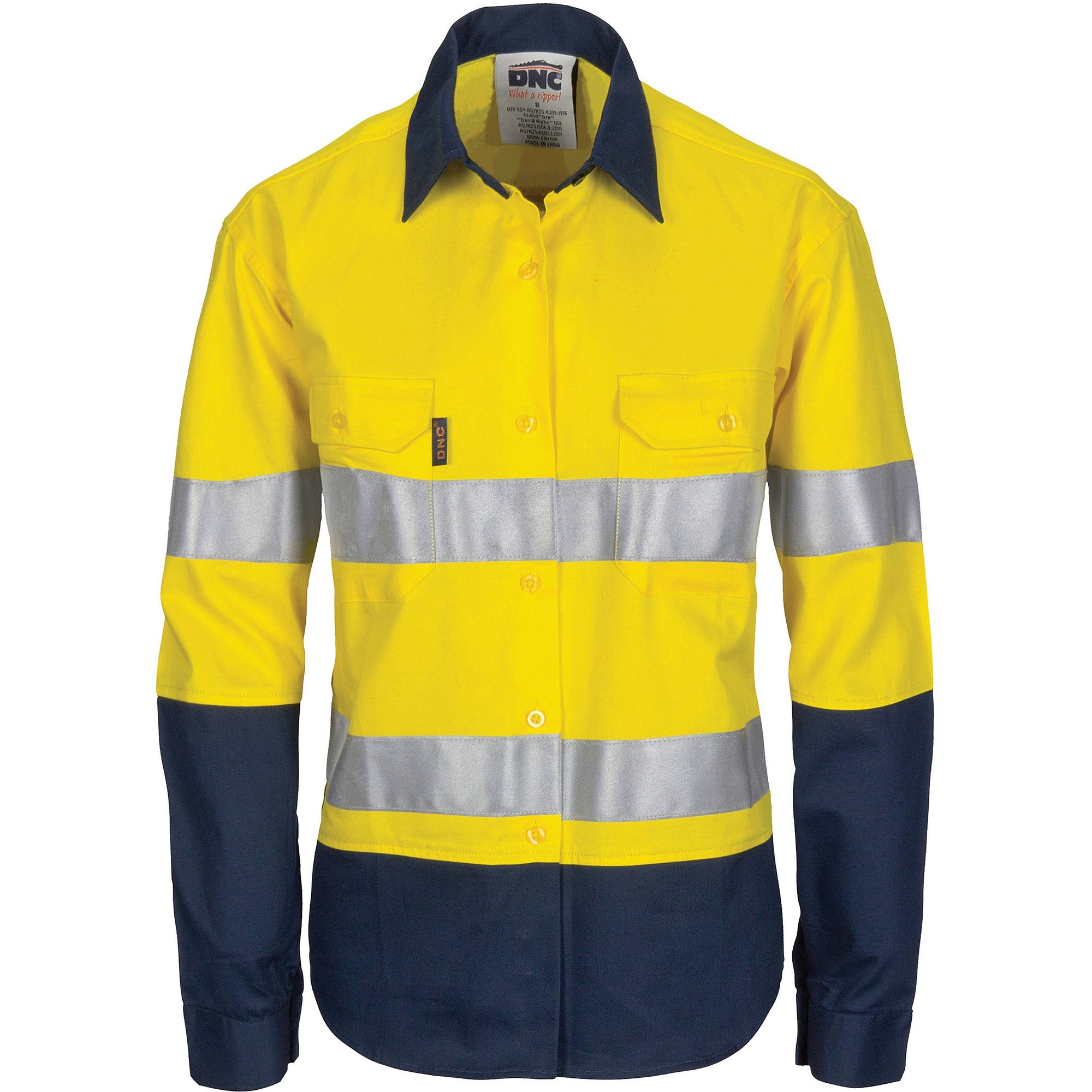 DNC Ladies Hi Vis Cool Breeze Cotton Shirt with Tape - 3786