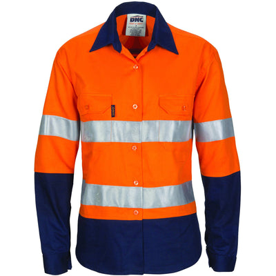 DNC Ladies Hi Vis Cool Breeze Cotton Shirt with Tape - 3786