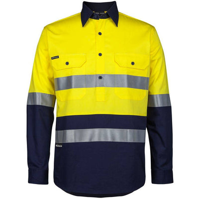 JB's HI VIS CLOSE FRONT L/S 150G WORK SHIRT - 6HWCS