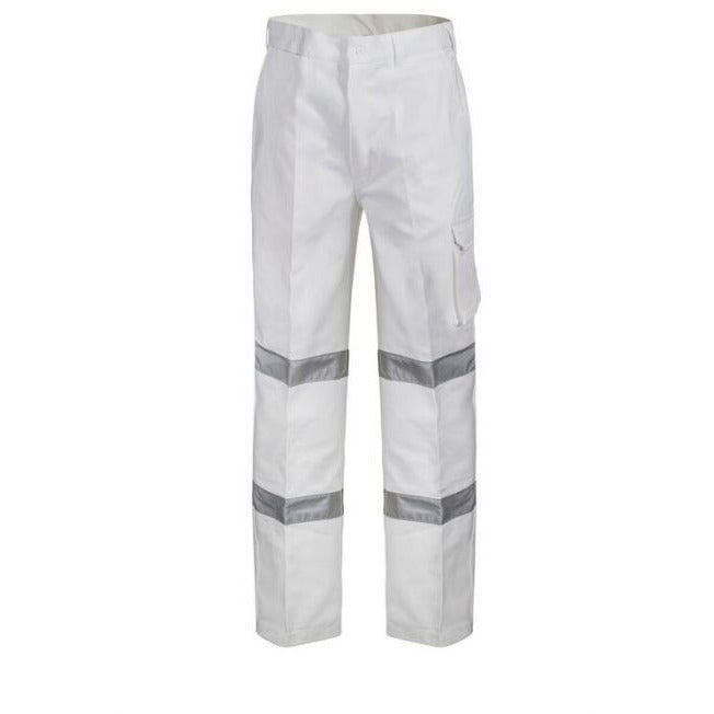 Tru Workwear Cotton Drill White Cargo Pants with Tape - DT1143T3